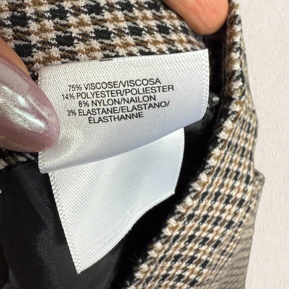 Anne Klein Pants Size L - Brown Houndstooth Check Slim Trousers Fall Workwear - Picture 10 of 12